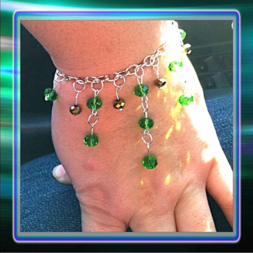 Green & Gold Glass Bracelet
